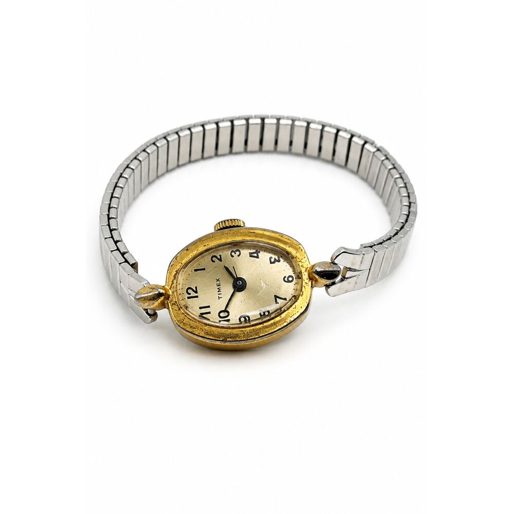 VINTAGE TIMEX WATCH Cavatina Ladies Gold Tone Oval Stretch Band AS IS